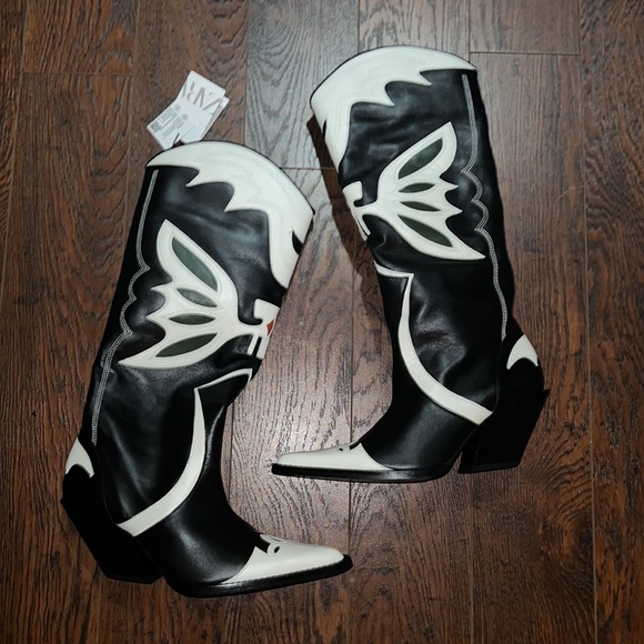 Zara Cowboys boots Leather size 40/9US - Picture 4 of 15